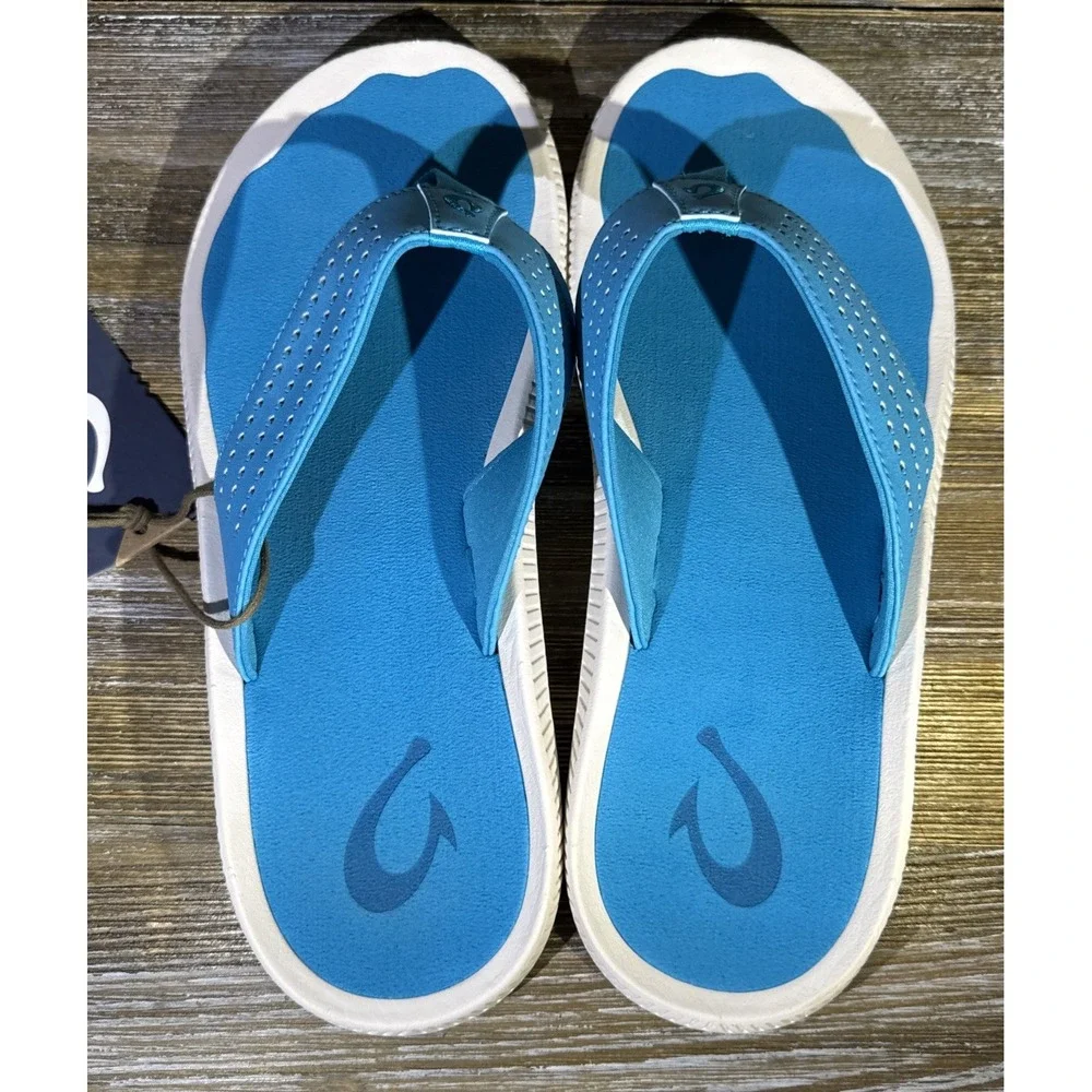 Olukai Ulele Beach Sandals Flip Flops Thong Tropic Blue Men's Size 11 NWT